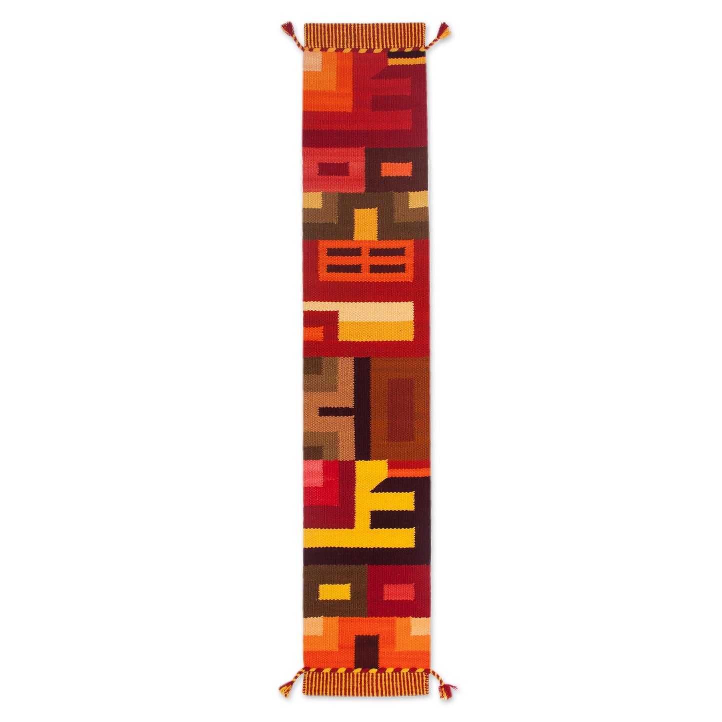 Beauty in Asymmetry Handwoven Colorful Wool Blend Table Runner from Peru