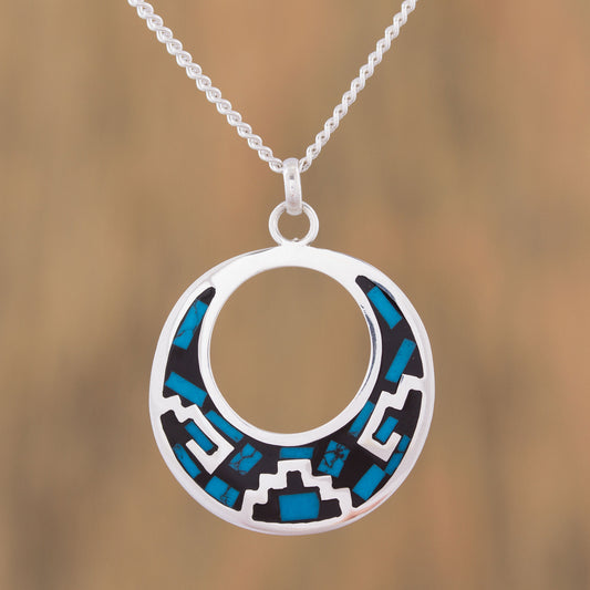 Window of History Geometric Turquoise Pendant Necklace from Mexico