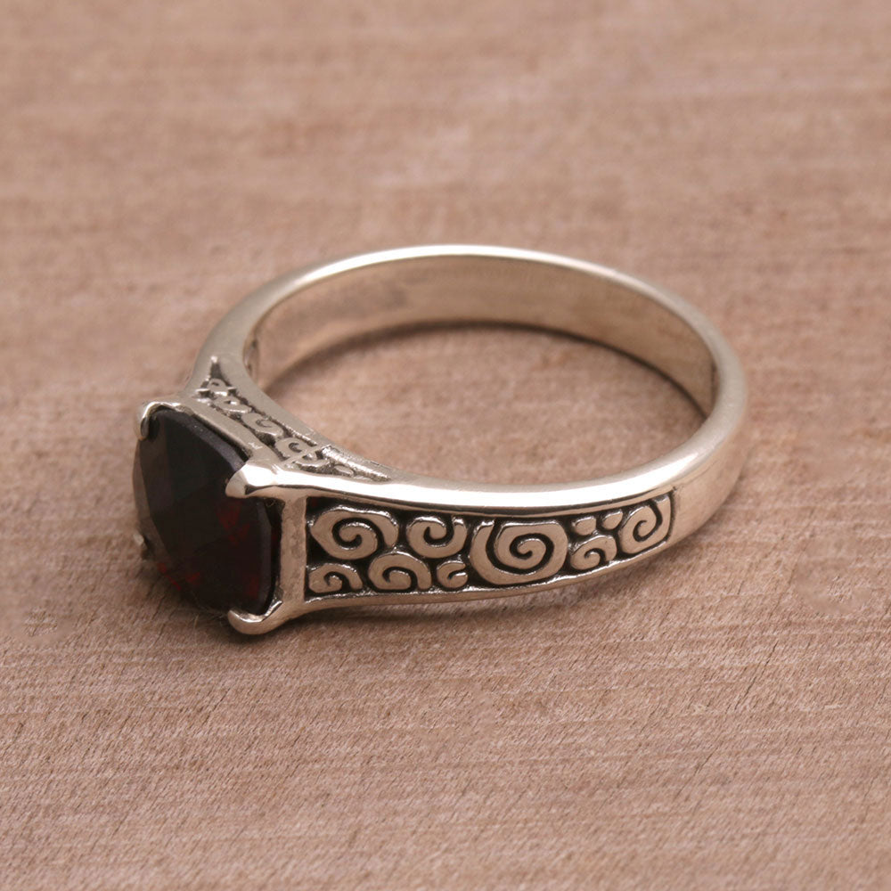 Buddha Sparkle Garnet Sterling Silver Ring