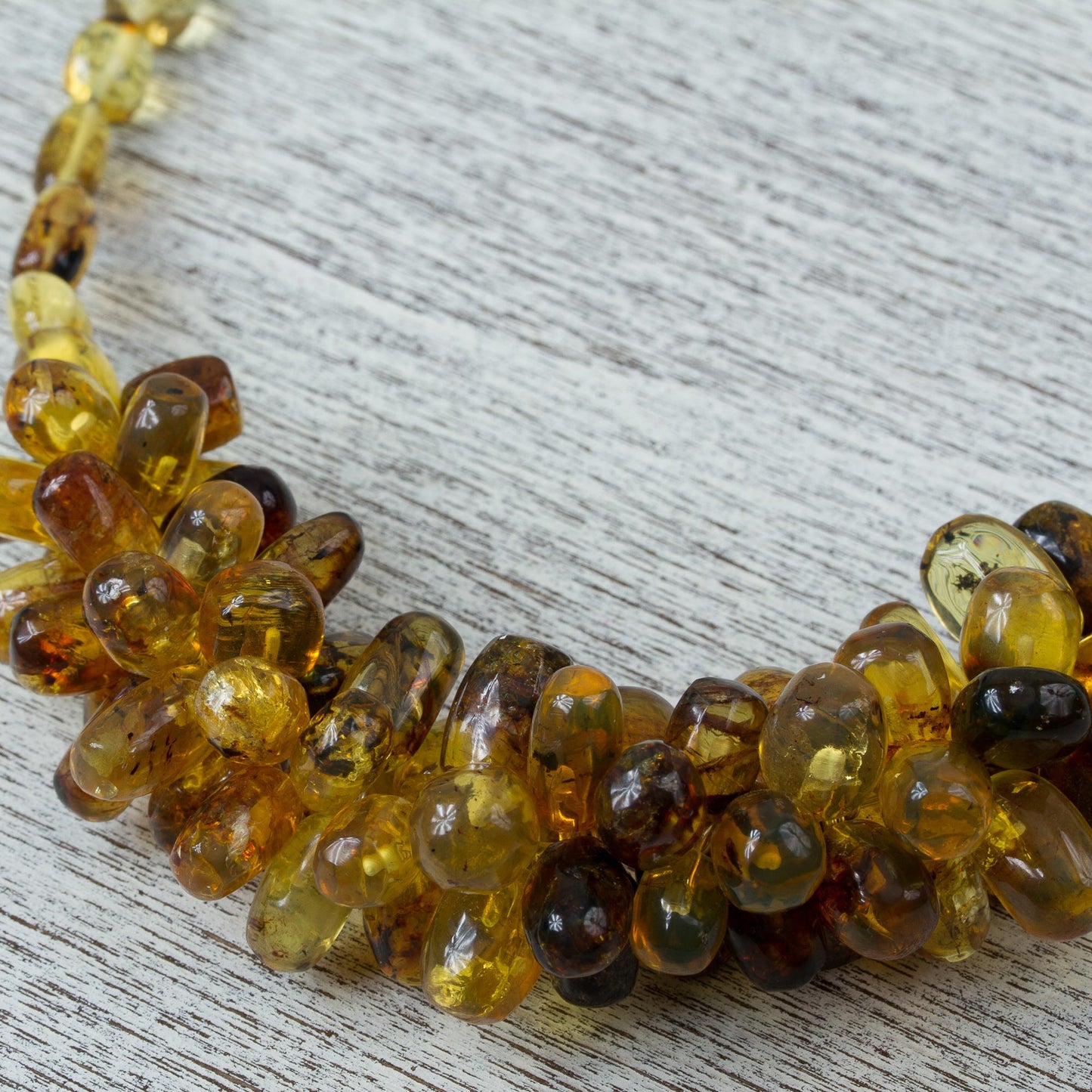 Honey Droplets Amber Beaded Necklace