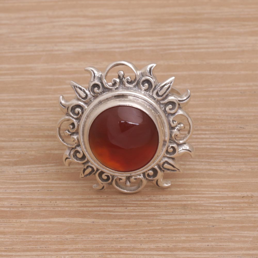 Carnelian Sterling Silver Sun Cocktail Ring
