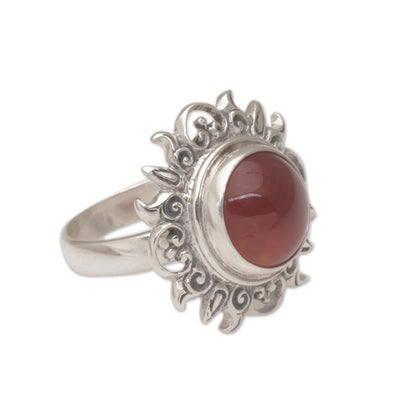 Carnelian Sterling Silver Sun Cocktail Ring