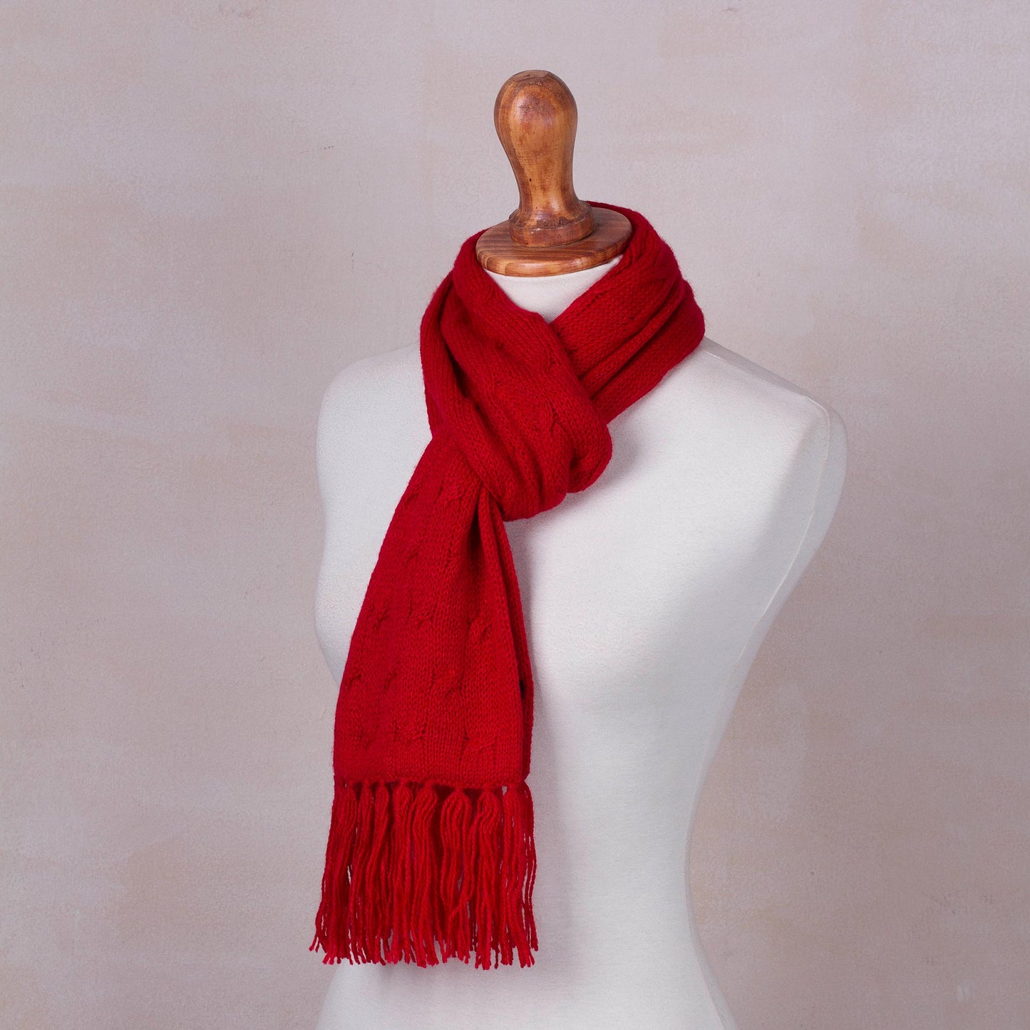 Soft Winter Red Knit Scarf