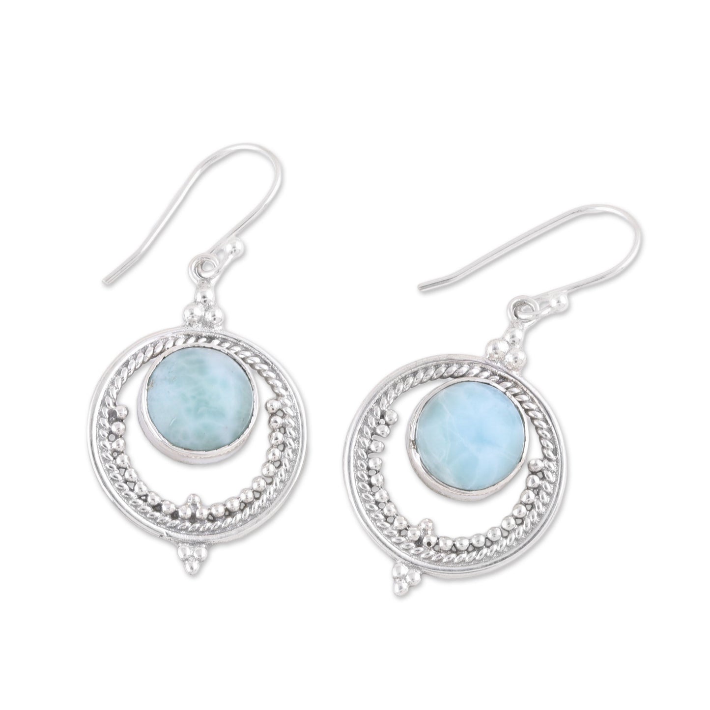 Lunar Delight Larimar and Sterling Silver Dangle Earrings from India