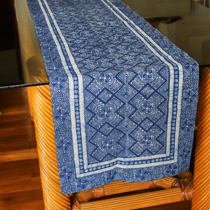 Hmong Energy Hand Stamped All Cotton Hill Tribe Style Table Runner