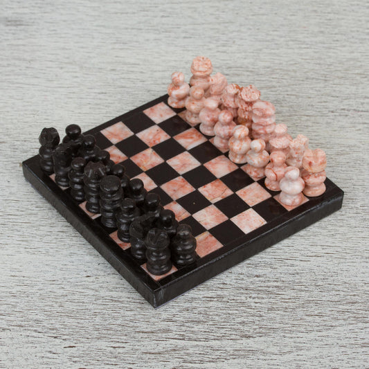Black and Pink Challenge Marble Chess Set in Black and Pink from Mexico