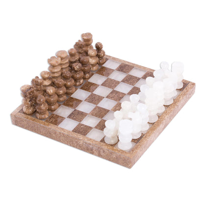 Ivory Challenge Onyx & Marble Mini Chess Set
