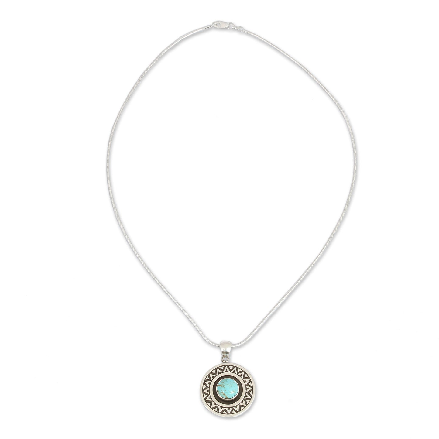 Zigzag Corona Turquoise & Silver Pendant Necklace