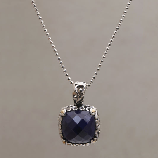 Majestic Eden Sapphire and Gold Accented Sterling Silver Pendant Necklace