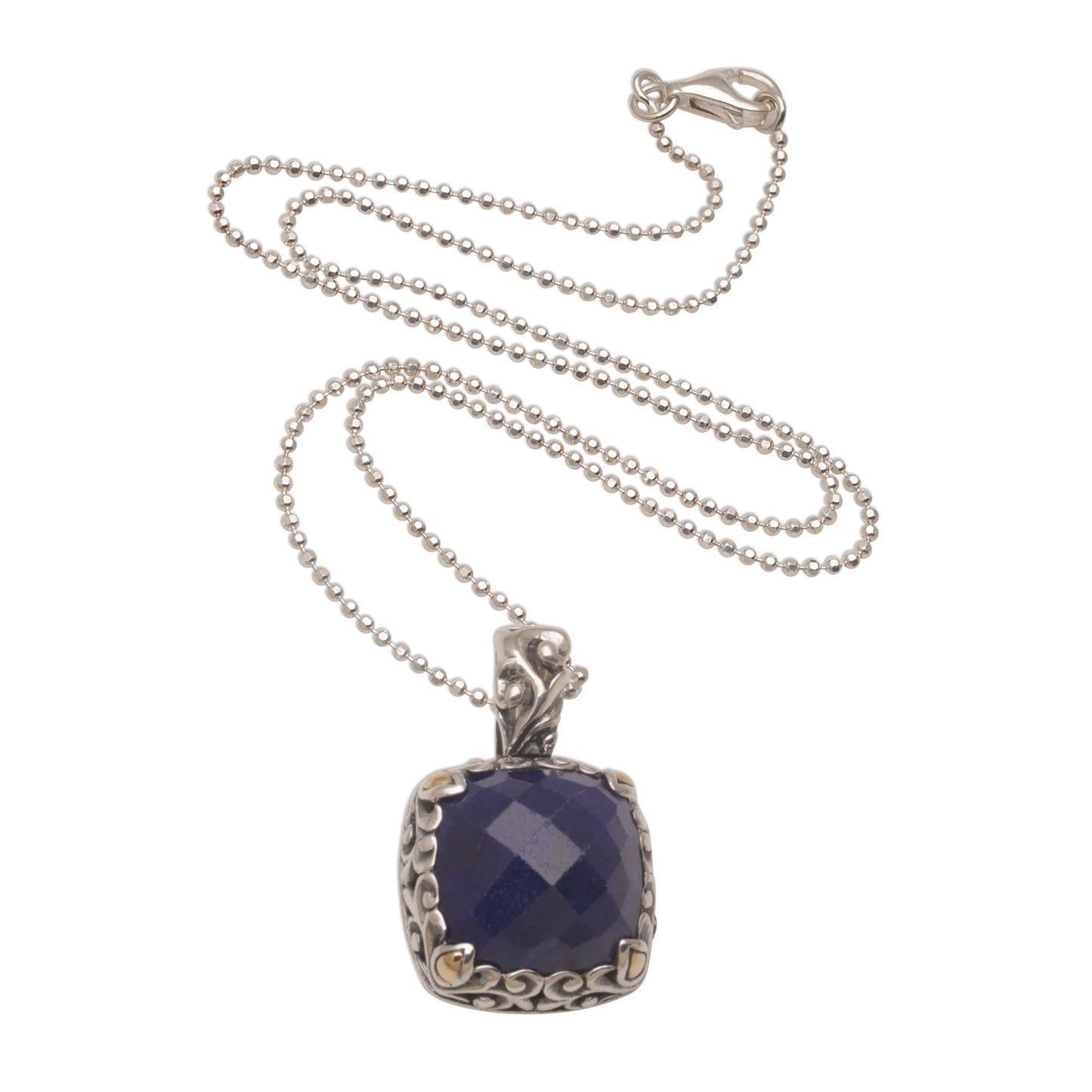 Majestic Eden Sapphire and Gold Accented Sterling Silver Pendant Necklace