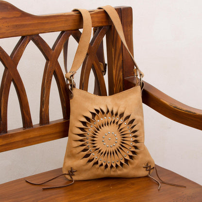 Lively Spiral in Caramel Handcrafted Suede Sling in Caramel from Peru