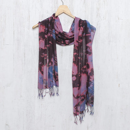 Artistic Colors Tie-Dyed Multicolored Cotton Wrap Scarf from Thailand
