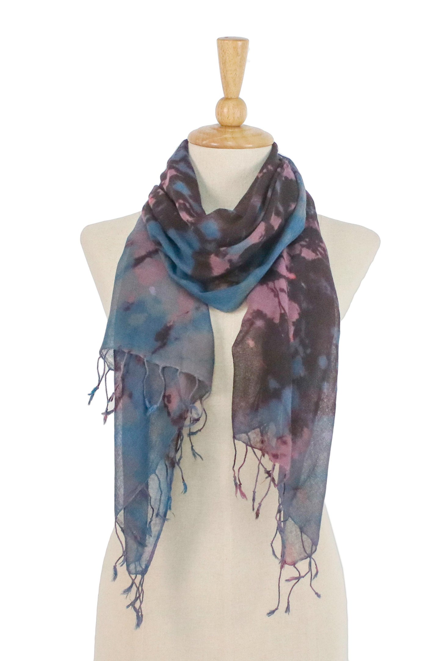 Artistic Colors Tie-Dyed Multicolored Cotton Wrap Scarf from Thailand