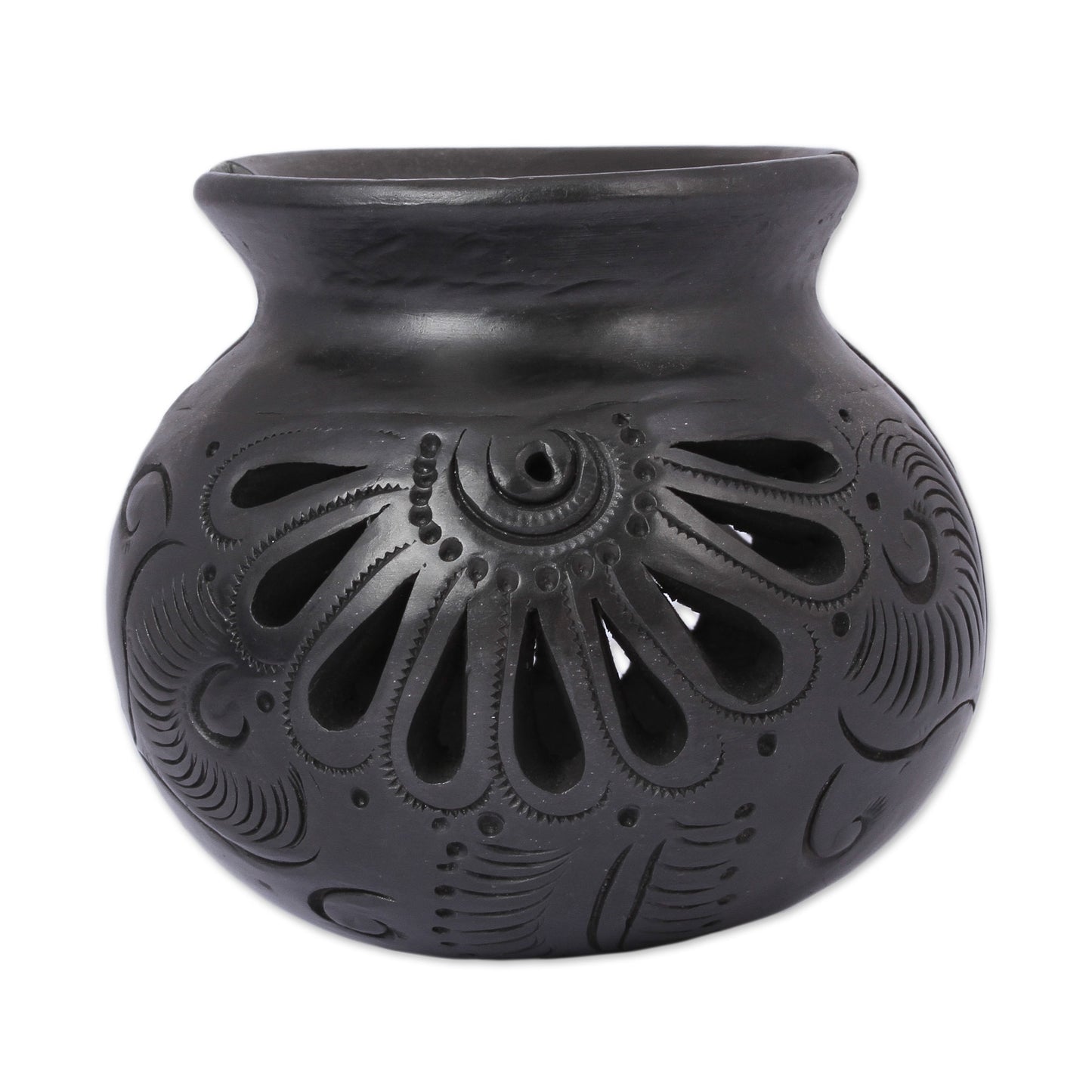 Fan Flower Oaxaca Barro Negro Ceramic Napkin Holder
