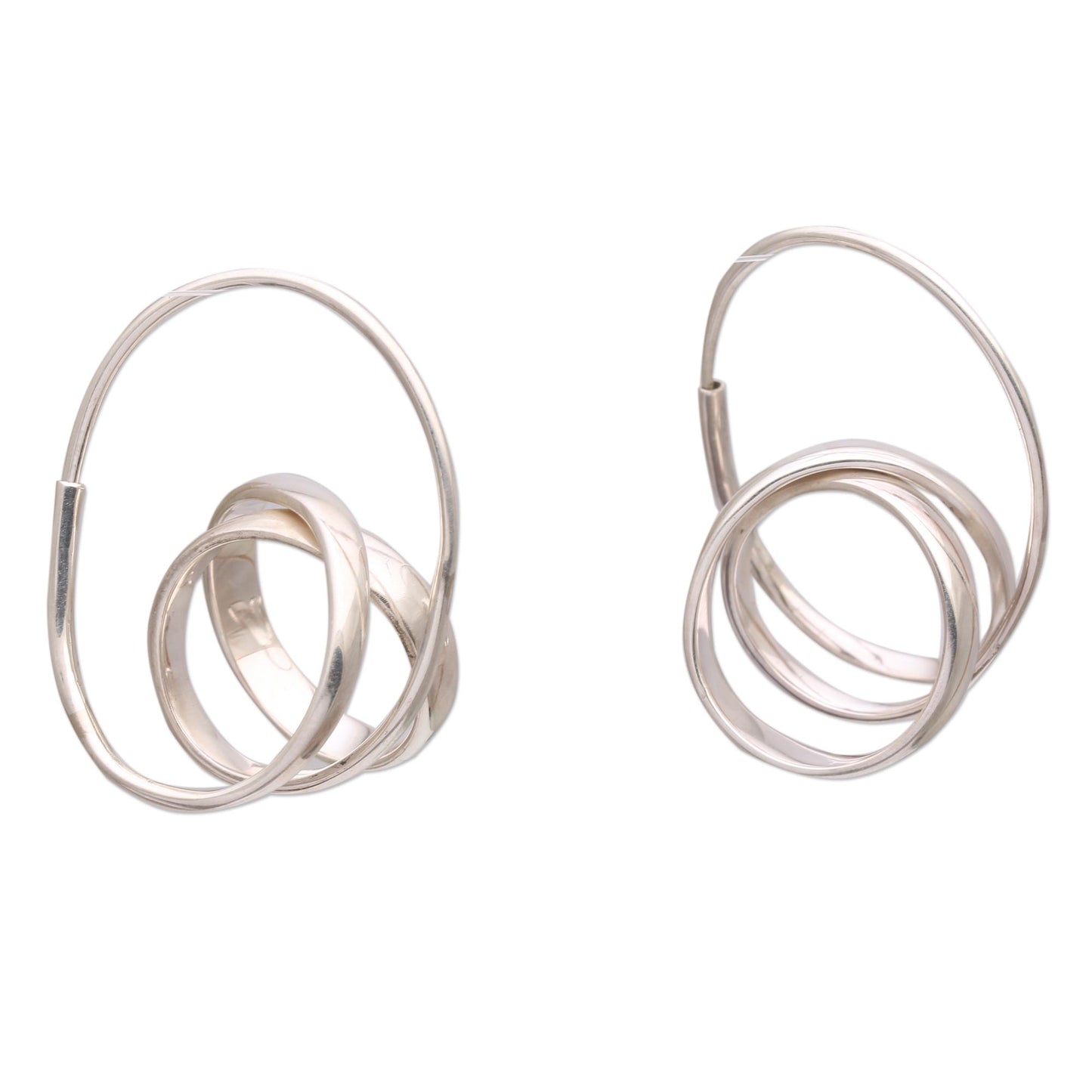 Modern Curls Silver Hoop Earrings