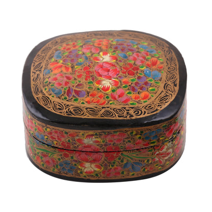 Cheerful Flare Hand-Painted Floral and Metallic Gold Decorative Box