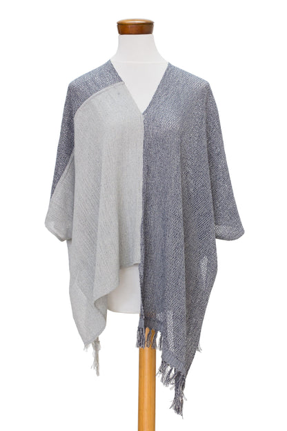 Textures of Guatemala Guatemalan Handwoven Natural and Recycled Cotton Poncho