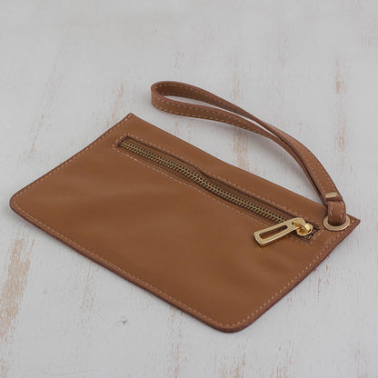 Sepia Sophistication Handcrafted Sepia Leather Wristlet from Brazil
