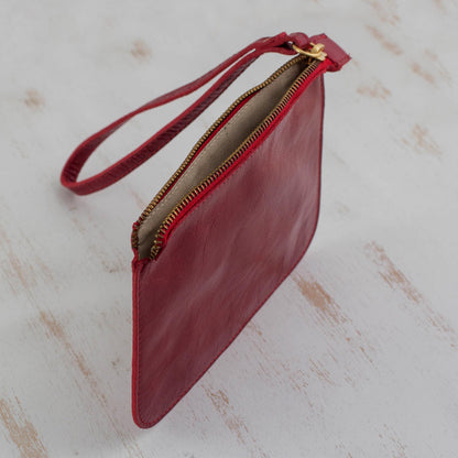 Trendy Fashion in Cherry Handmade Cherry Leather Wristlet from Brazil