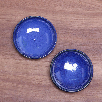 Bright Sky Blue Hand Crafted Condiment Dishes