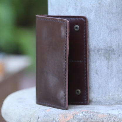 Journey Mate in Dark Brown Dark Brown Leather Snap Closure Bi-Fold Passport Wallet