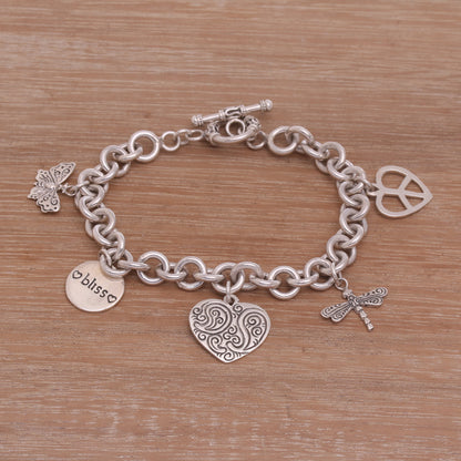 Love and Bliss Sterling Silver Charm Bracelet