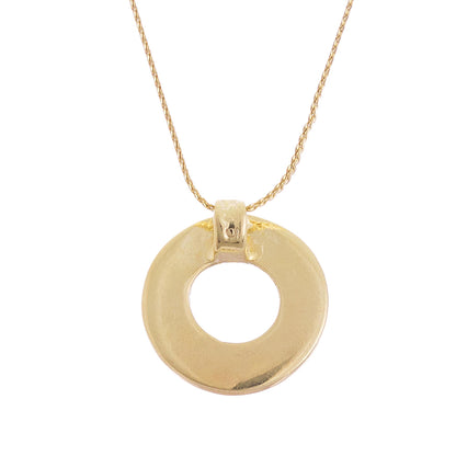 Golden Circle Quartz Gold Plated Silver Pendant Necklace