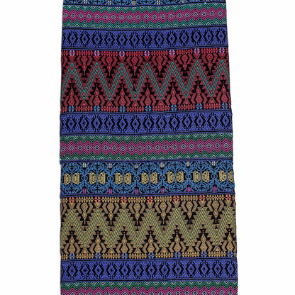 Bright Night Handwoven Cotton Table Runner with Zigzag Patterns