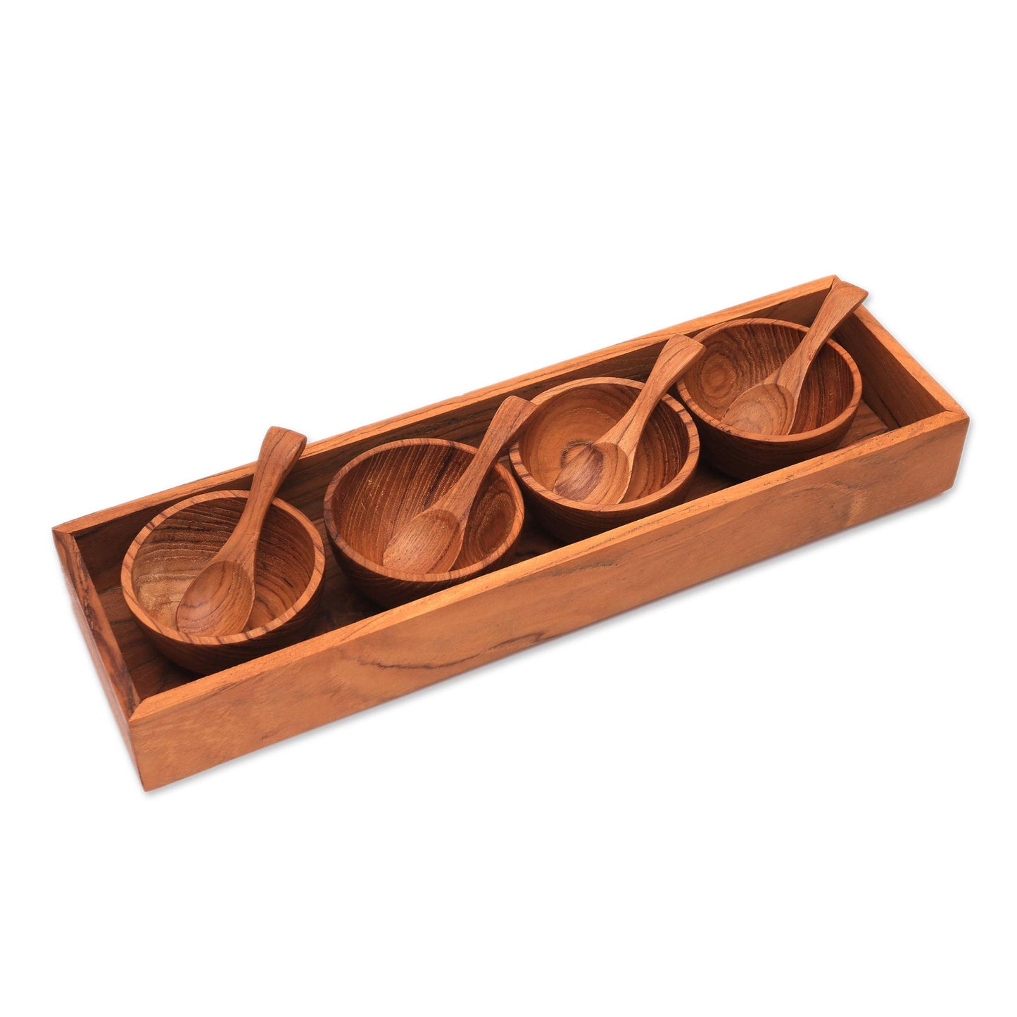 Date Night Hand-Carved Wood Condiment Set from Bali (9 Piece)
