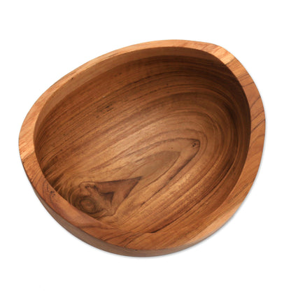 Brown Shell Food Safe Teak Wood Serving Bowl