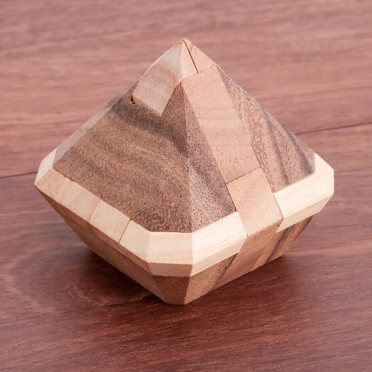 Brilliant Diamond Diamond-Shaped Raintree Wood Puzzle from Thailand