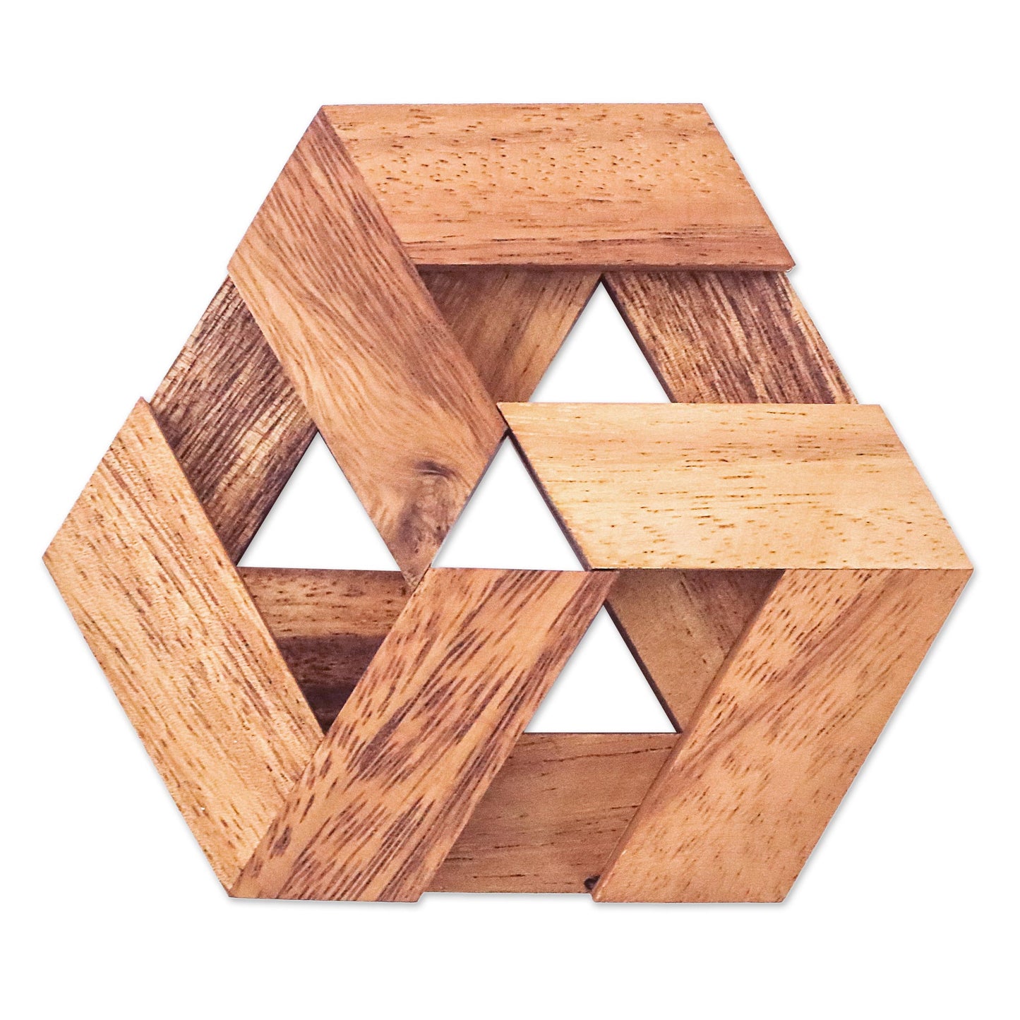 Elegant Hexagon Hexagonal Raintree Wood Puzzle from Thailand