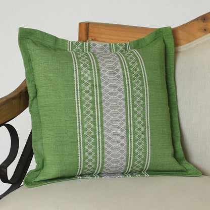 Rain of Lime Handwoven Cotton Cushion Cover in Lime from Mexico