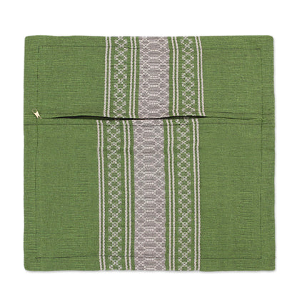 Rain of Lime Handwoven Cotton Cushion Cover in Lime from Mexico