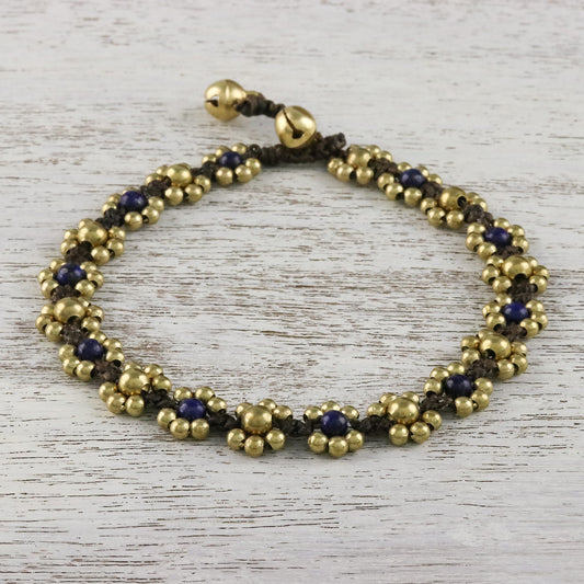 Musical Dream Lapis Lazuli Adjustable Beaded Anklet from Thailand