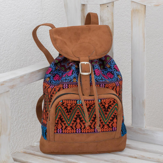 Multicolored Night Handwoven Multicolored Cotton Backpack from Guatemala