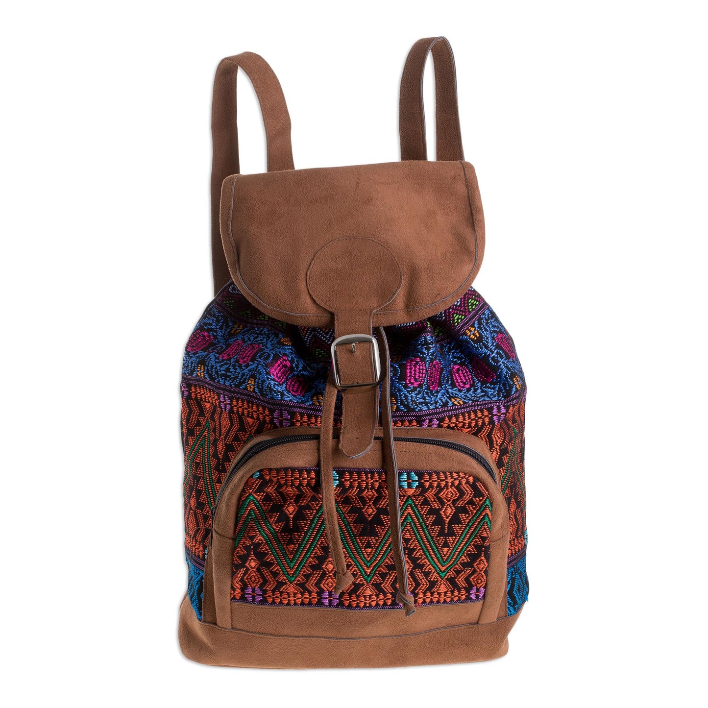 Multicolored Night Handwoven Multicolored Cotton Backpack from Guatemala