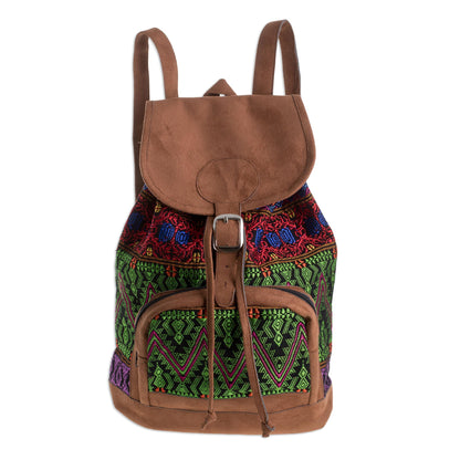 Multicolored Brilliance Vibrant Handwoven Cotton Backpack from Guatemala