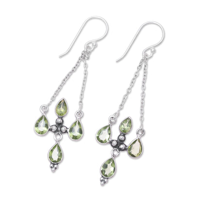 Green Flare Peridot & Sterling Silver Chandelier Earrings