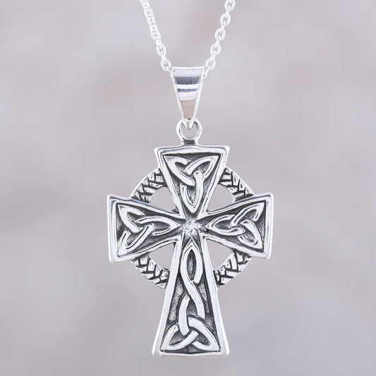 Celtic Faith Celtic Cross Sterling Silver Pendant Necklace from India