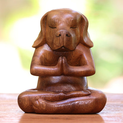 Yoga Beagle Wood Statuette