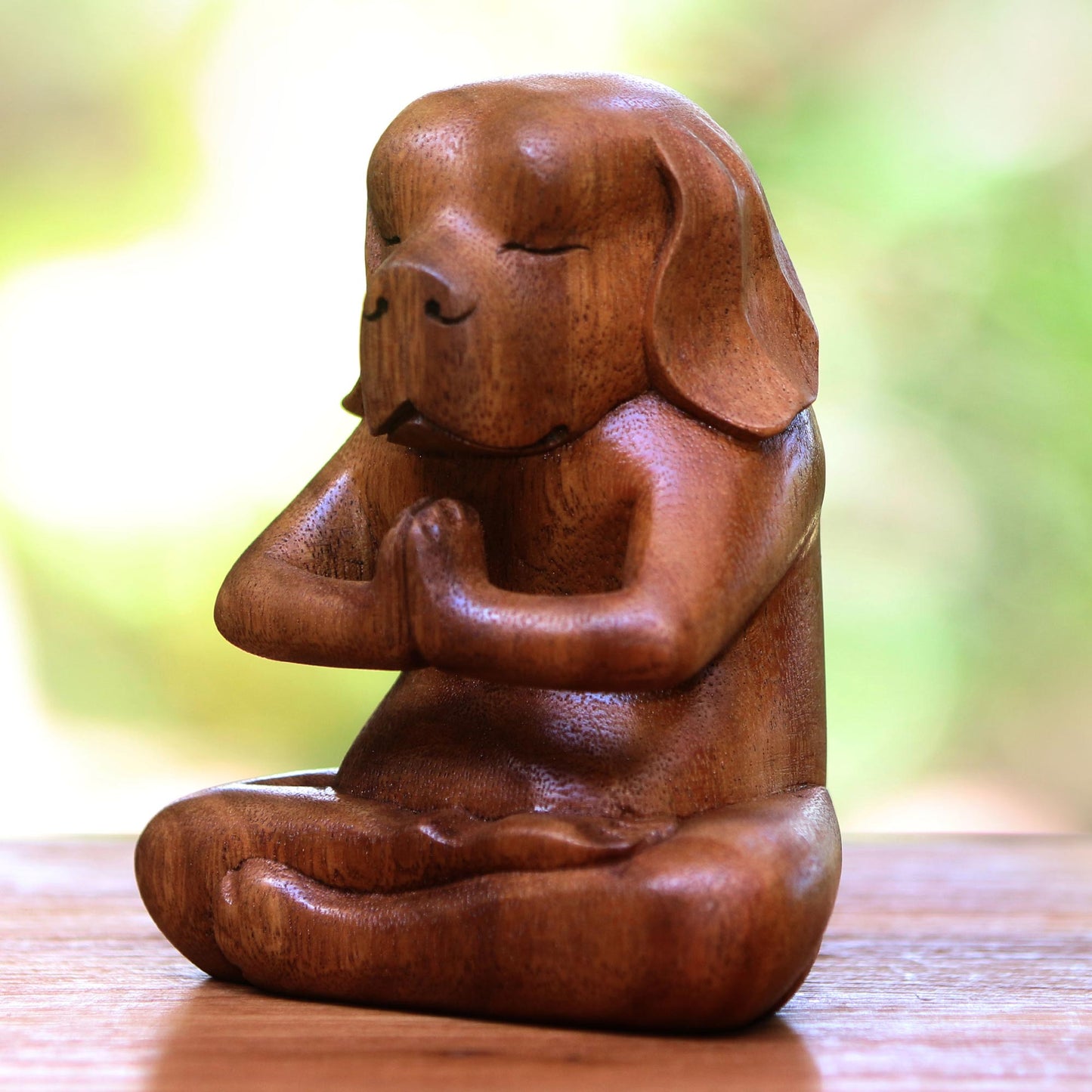 Yoga Beagle Wood Statuette