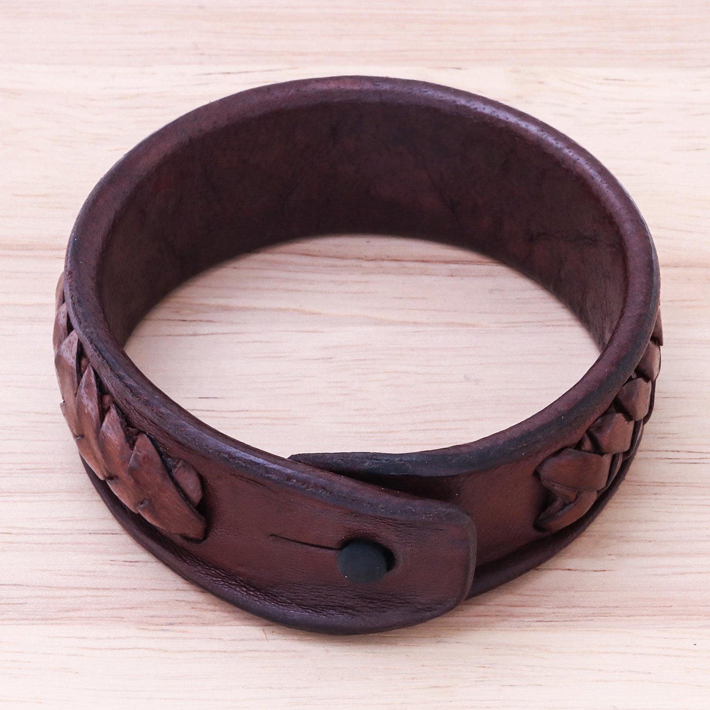 Weaver's Life Brass & Leather Wristband Bracelet