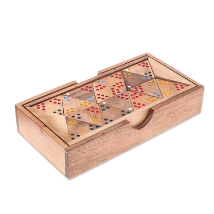 Triple Threat Wood 3-Sided Domino Set Crafted in Thailand