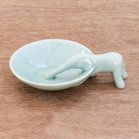 Sipping Elephant Ceramic Incense Holder