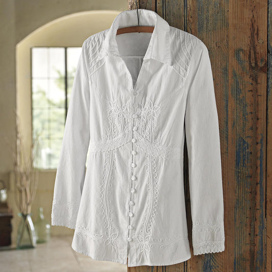 Lily of the Incas Lily of the Incas Button-front White Blouse