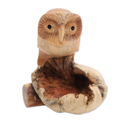 Lone Owl Jempinis Wood Owl Figurine from Bali