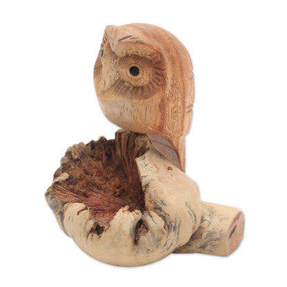 Lone Owl Jempinis Wood Owl Figurine from Bali