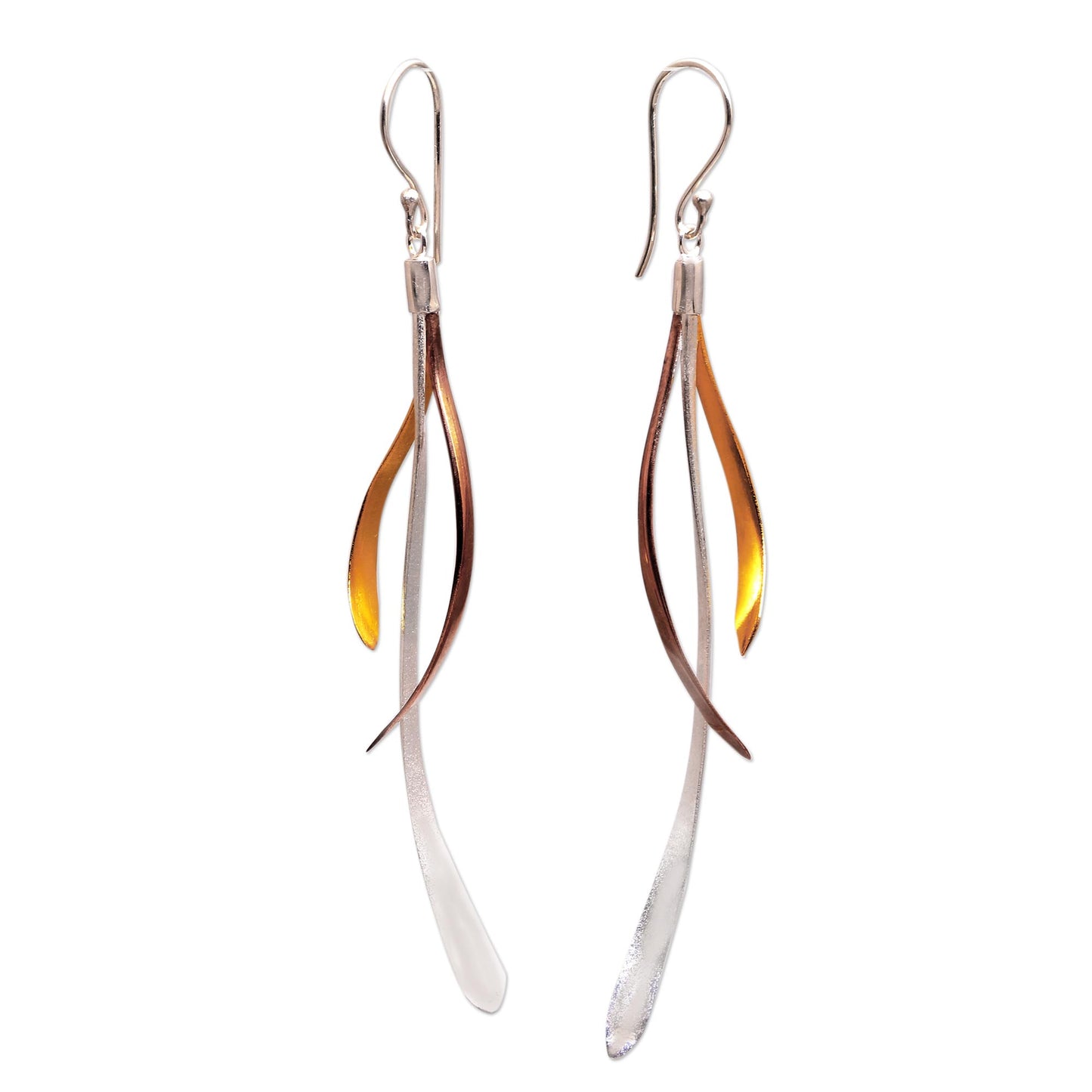 Jimbaran Tendrils Gold and Rose Gold Accent Sterling Silver Earrings from Bali
