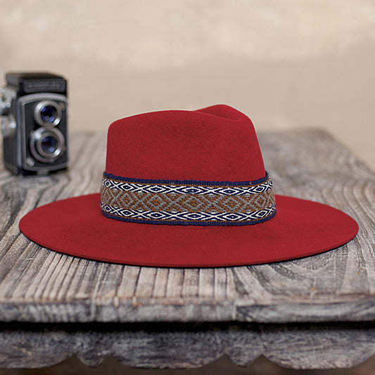 Munay in Crimson Peruvian Alpaca and Wool Blend Felt Hat in Crimson